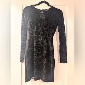 Lulus Black Velvet Print Dress